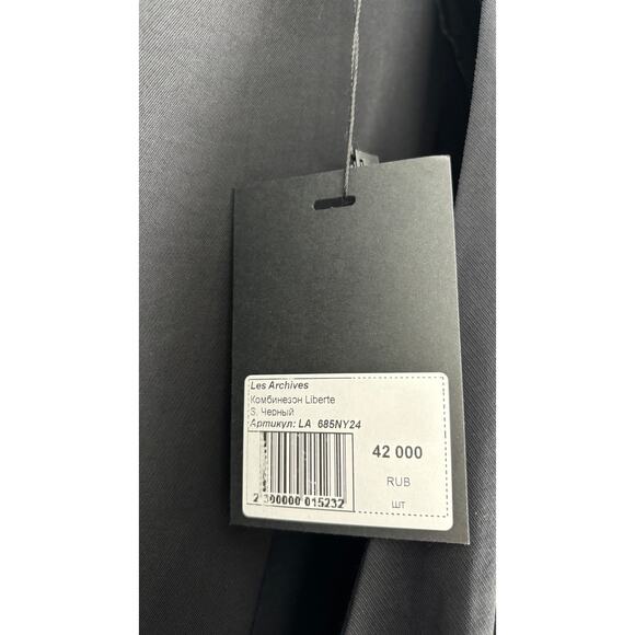 Les Archives Liberte Jumpsuit V Neckline Padded Shoulders Womens Small Black New - Picture 8 of 15